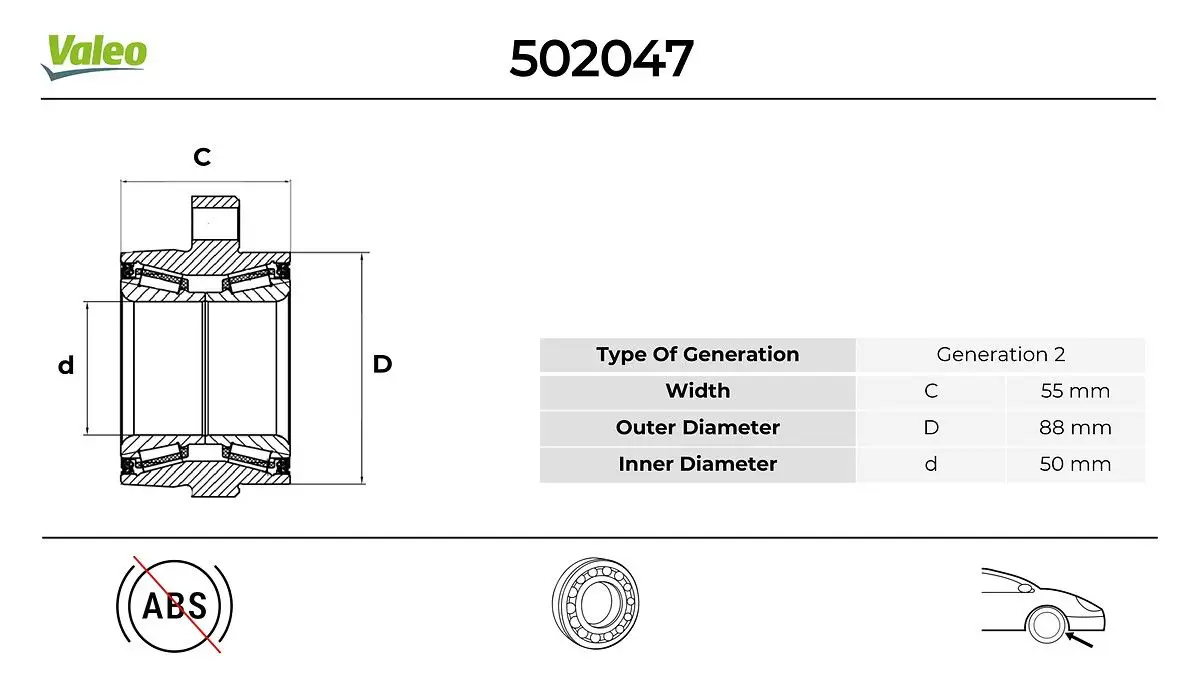 Roulement de roue VALEO 502047