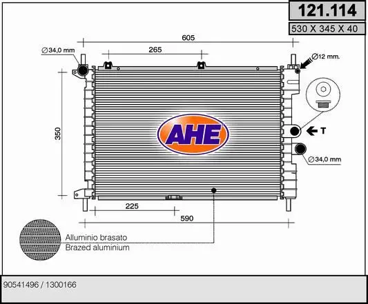 Radiateur, refroidissement du moteur AHE 121.114