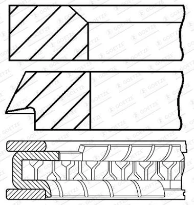 Jeu de segments de pistons GOETZE ENGINE 08-128205-10
