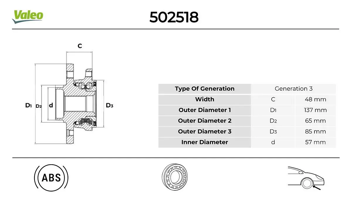 Kit de roulements de roue VALEO 502518
