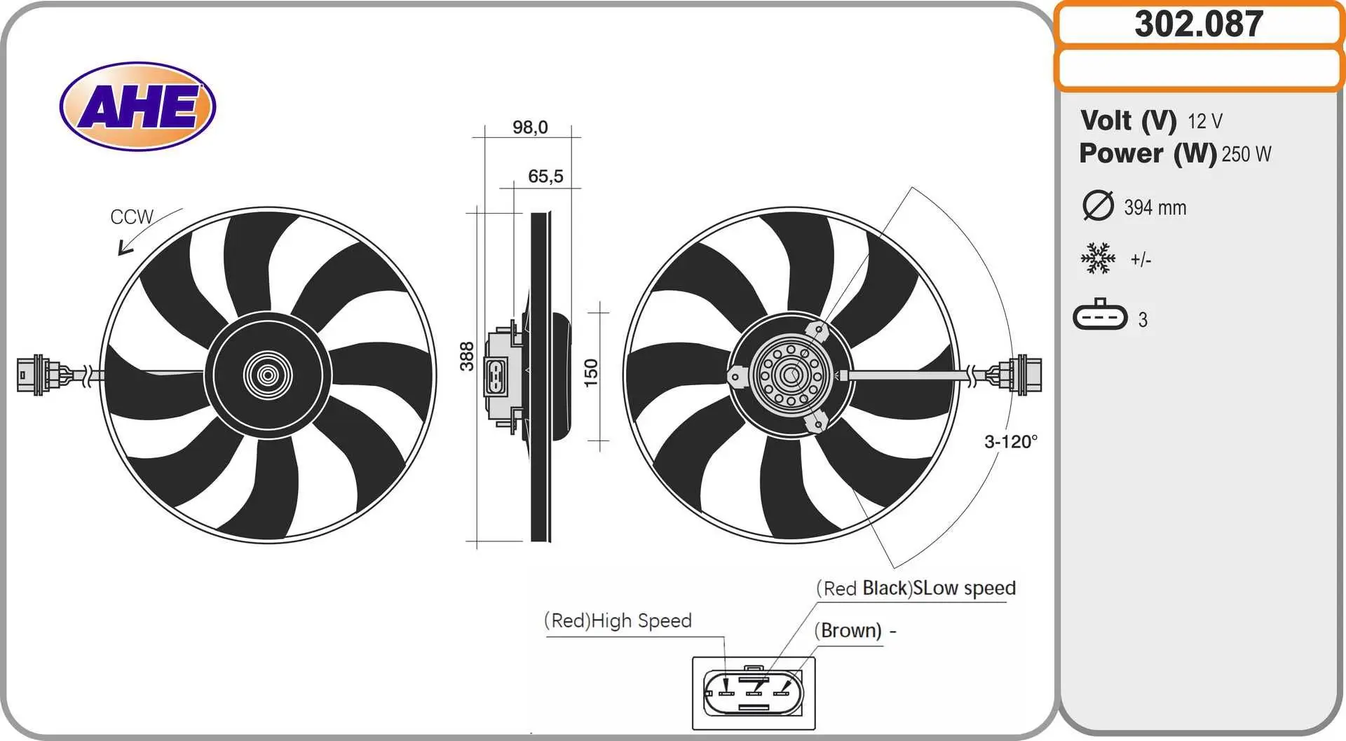 Ventilateur, refroidissement du moteur AHE 302.087