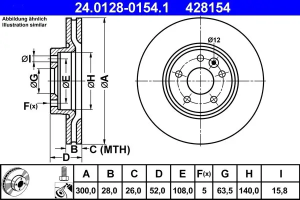 Jeu de 2 Disques de frein ATE 24.0128-0154.1