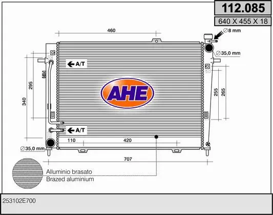 Radiateur, refroidissement du moteur AHE 112.085