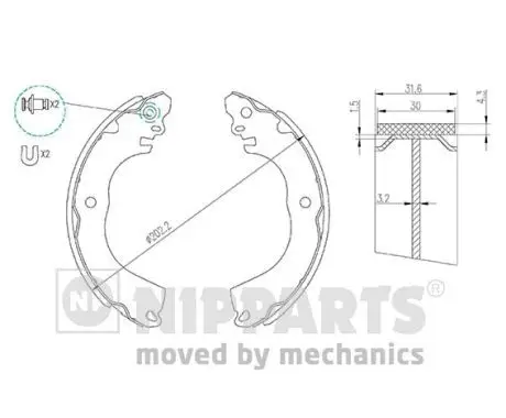 Jeu de mâchoires de frein NIPPARTS N3505049