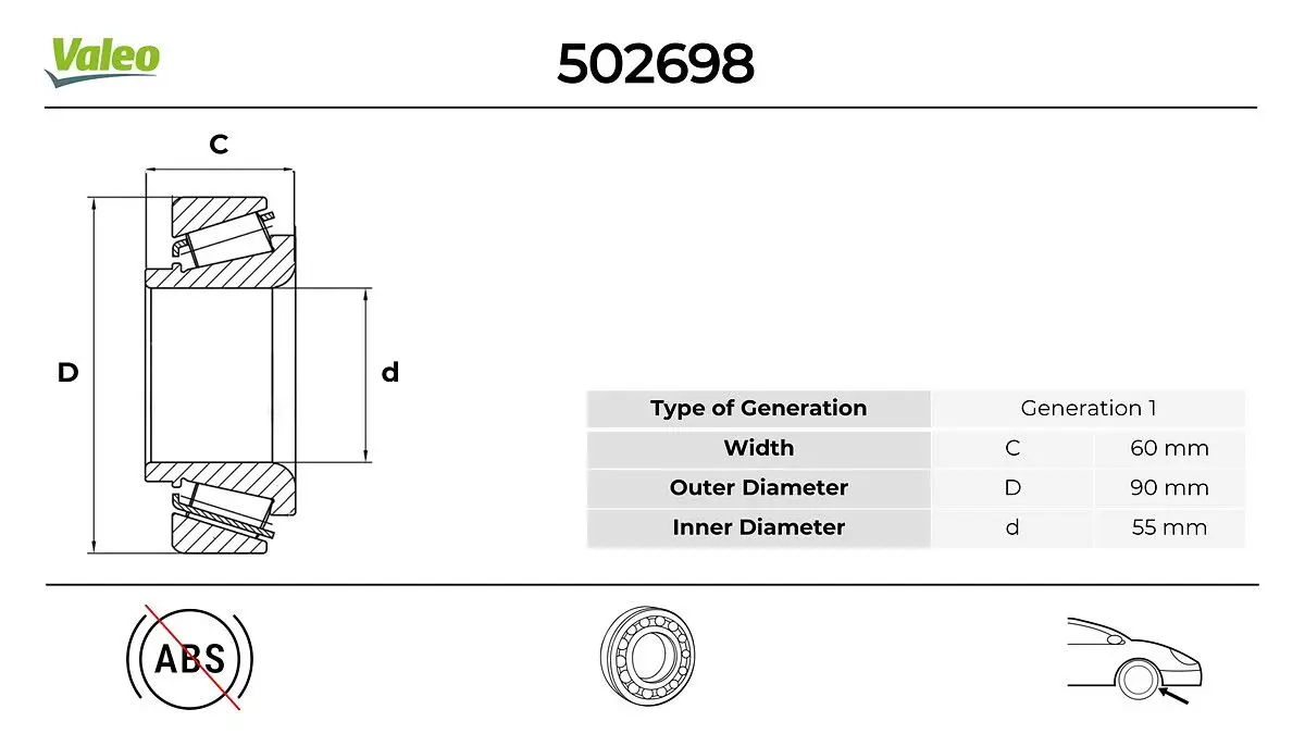 Kit de roulements de roue VALEO 502698