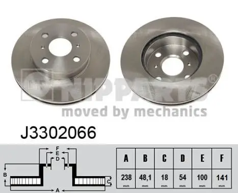 Jeu de 2 Disques de frein NIPPARTS J3302066