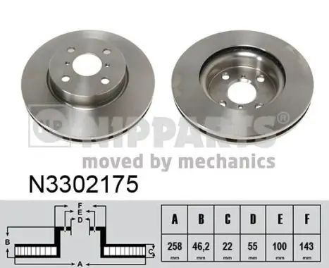 Jeu de 2 Disques de frein NIPPARTS N3302175