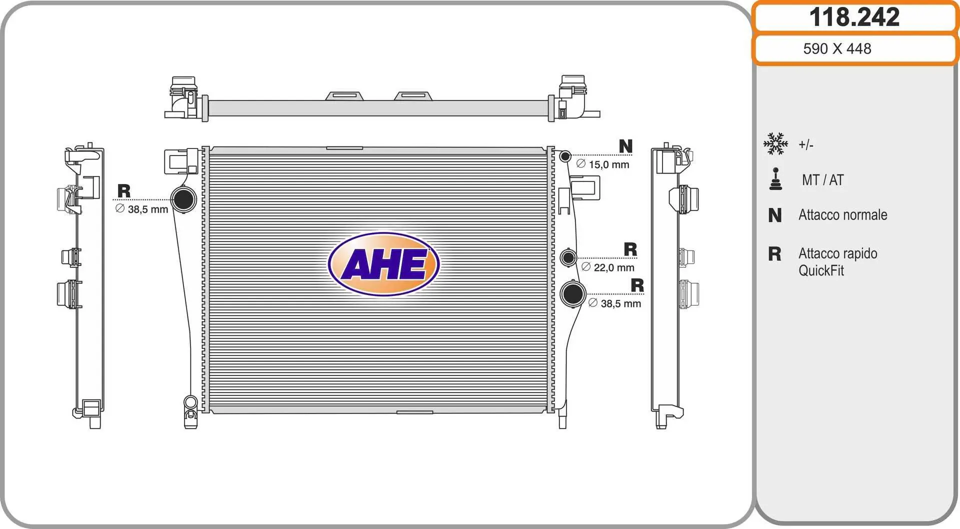 Radiateur, refroidissement du moteur AHE 118.242