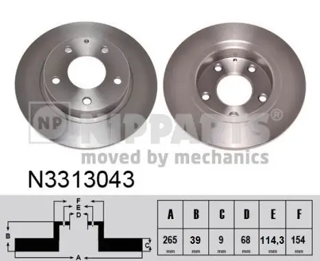 Jeu de 2 Disques de frein NIPPARTS N3313043
