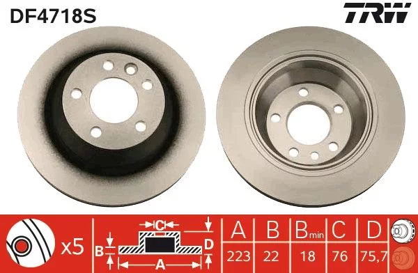 Jeu de 2 Disques de frein TRW DF4718S