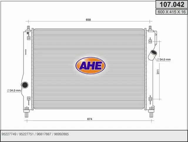 Radiateur, refroidissement du moteur AHE 107.042