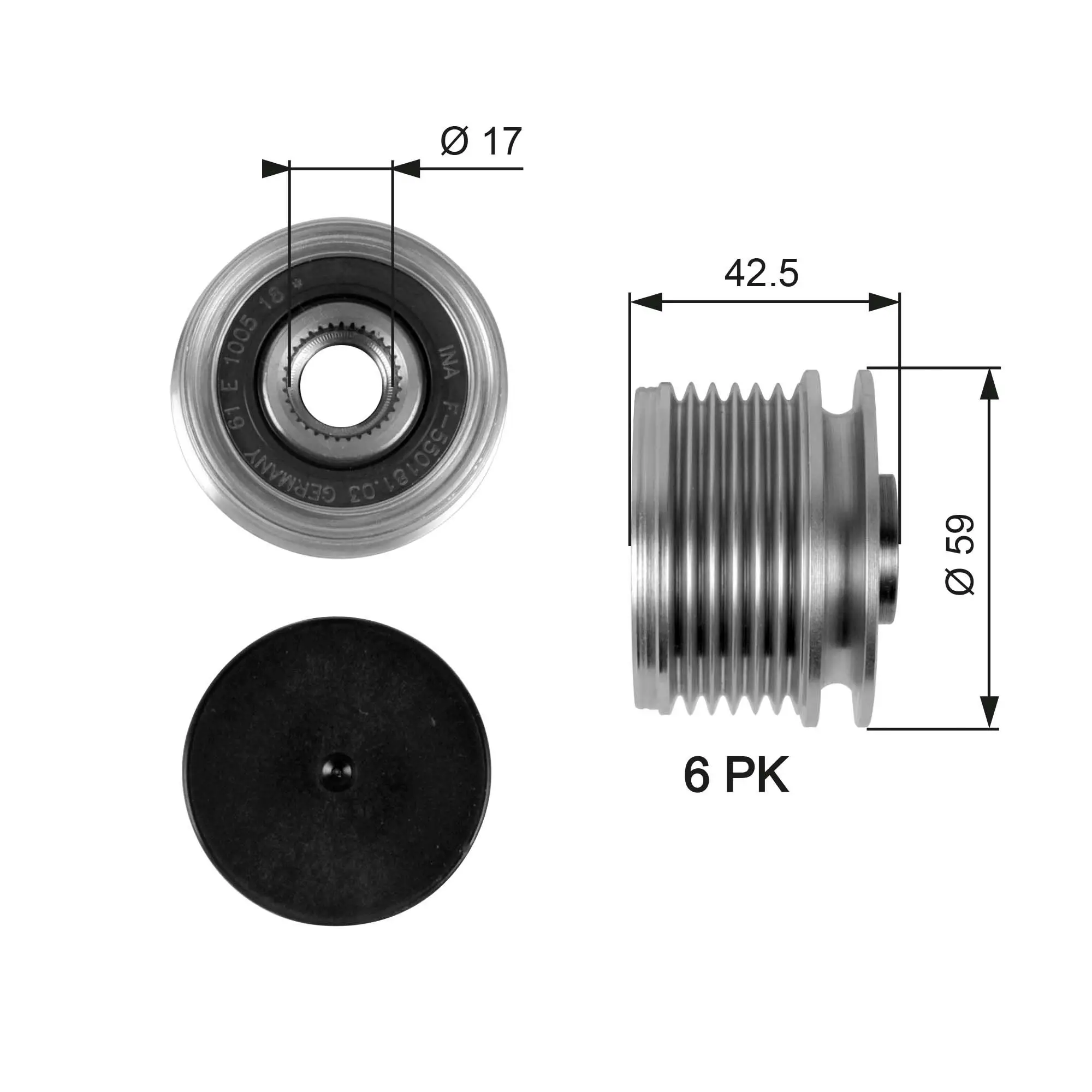 Poulie roue libre, alternateur GATES OAP7106