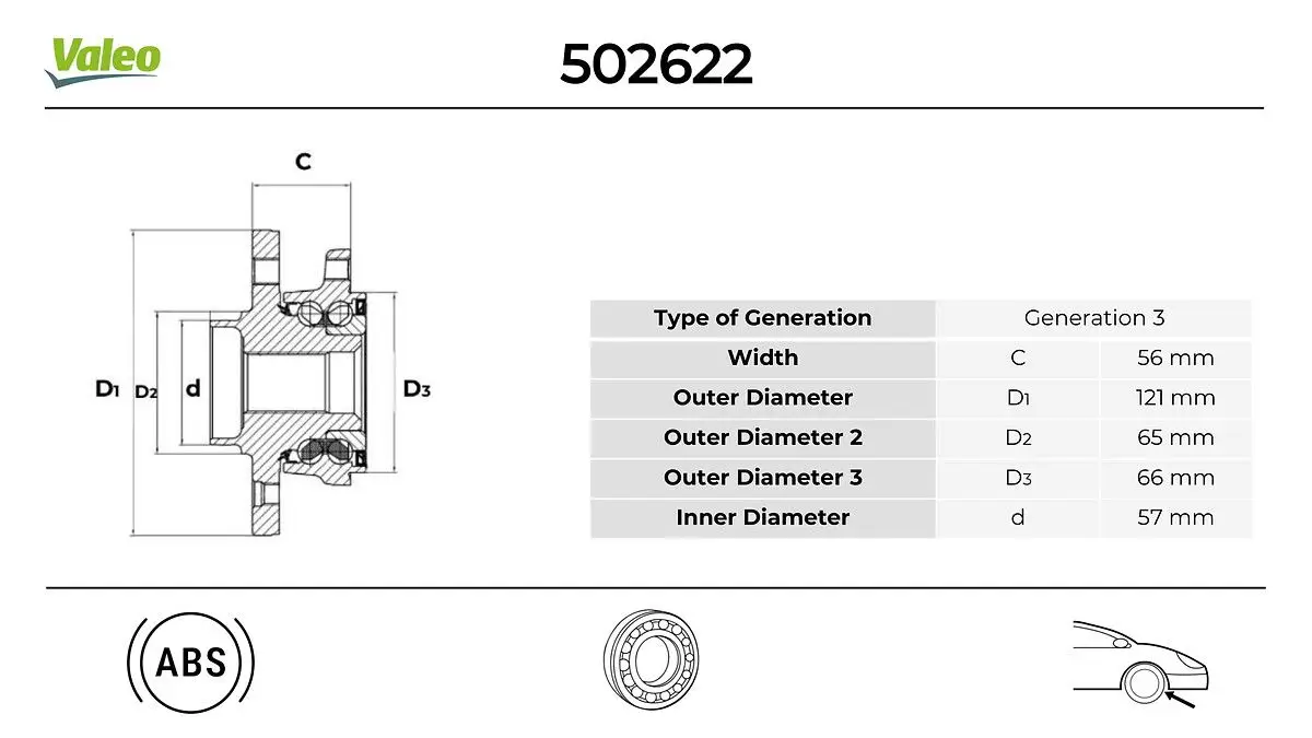 Kit de roulements de roue VALEO 502622