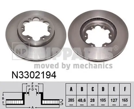 Jeu de 2 Disques de frein NIPPARTS N3302194