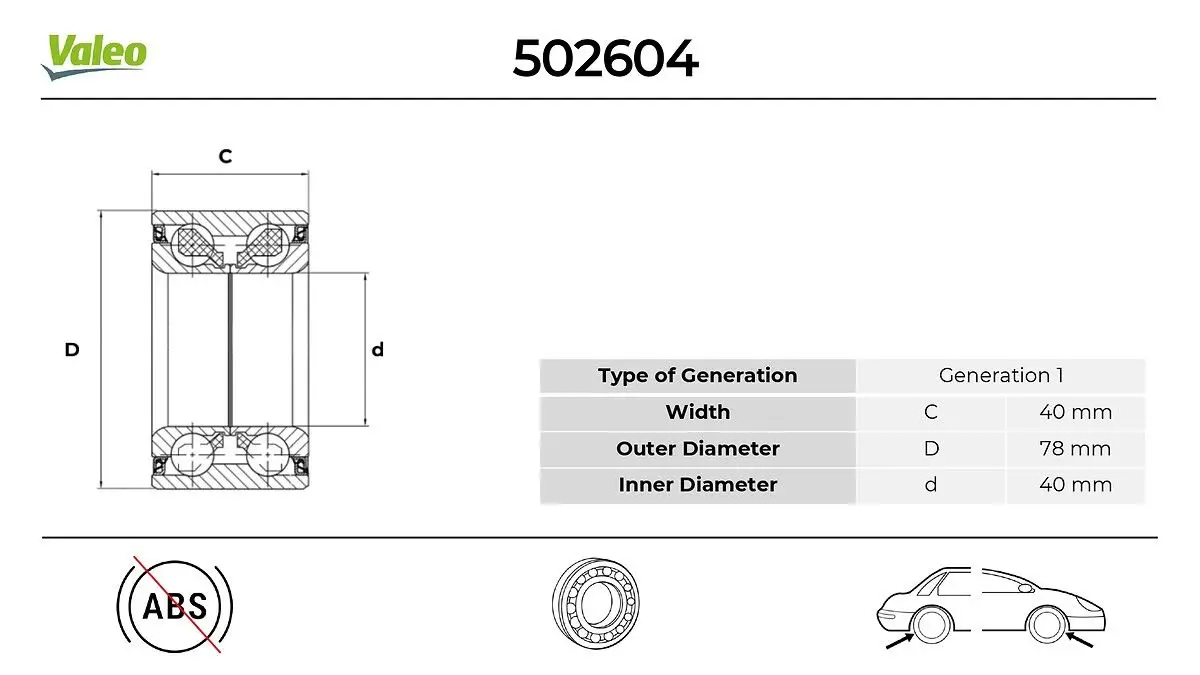 Kit de roulements de roue VALEO 502604