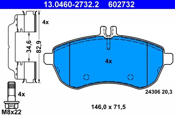 Kit de plaquettes de frein ATE 13.0460-2732.2
