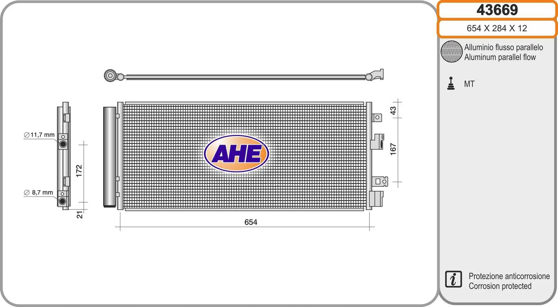 Radiateur climatisation AHE 43669