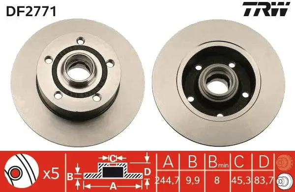 Disque de frein TRW DF2771