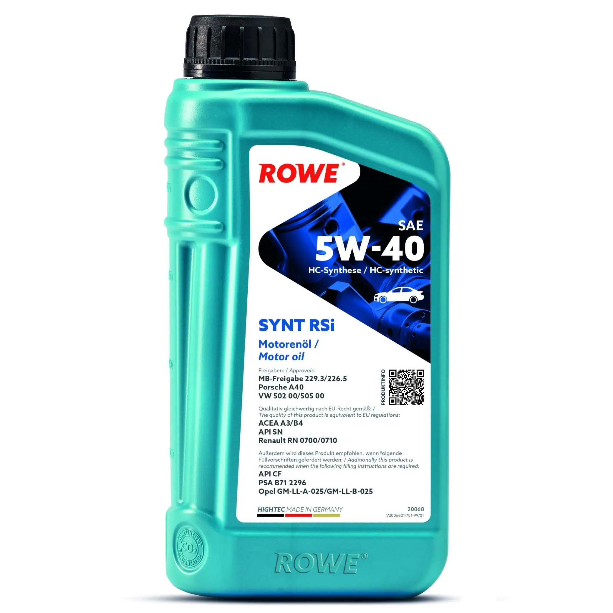 Huile moteur ROWE 5W40 SYNT RSi 1L