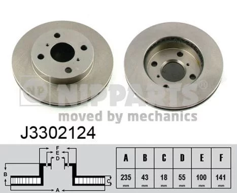 Jeu de 2 Disques de frein NIPPARTS J3302124