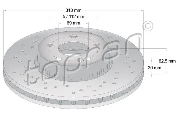 Jeu de 2 Disques de frein TOPRAN 631 164