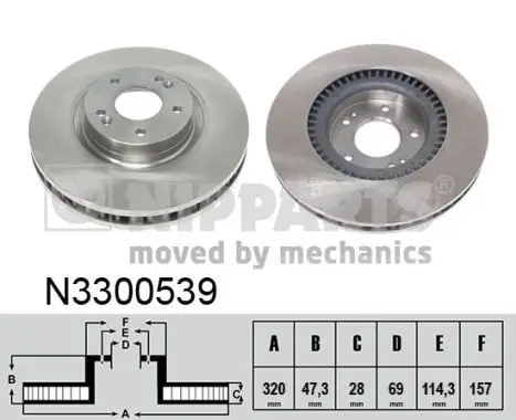 Jeu de 2 Disques de frein NIPPARTS N3300539