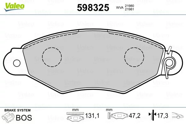 Kit de plaquettes de frein VALEO 598325