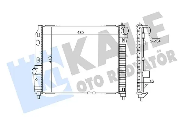 Radiateur, refroidissement du moteur KALE OTO RADYATÖR 354800