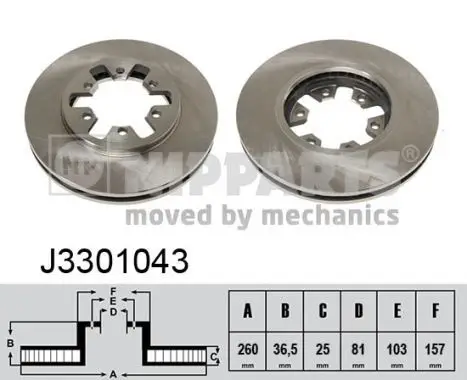 Jeu de 2 Disques de frein NIPPARTS J3301043