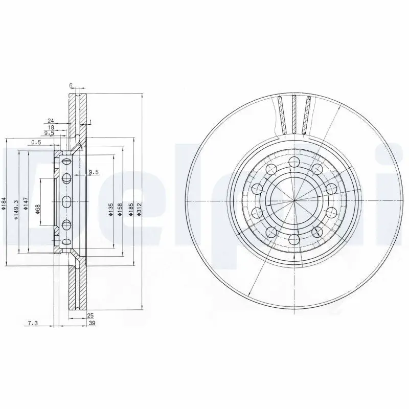 Jeu de 2 Disques de frein DELPHI BG3657