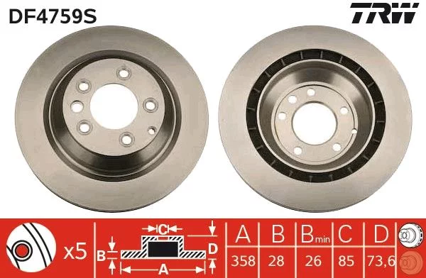 Jeu de 2 Disques de frein TRW DF4759S