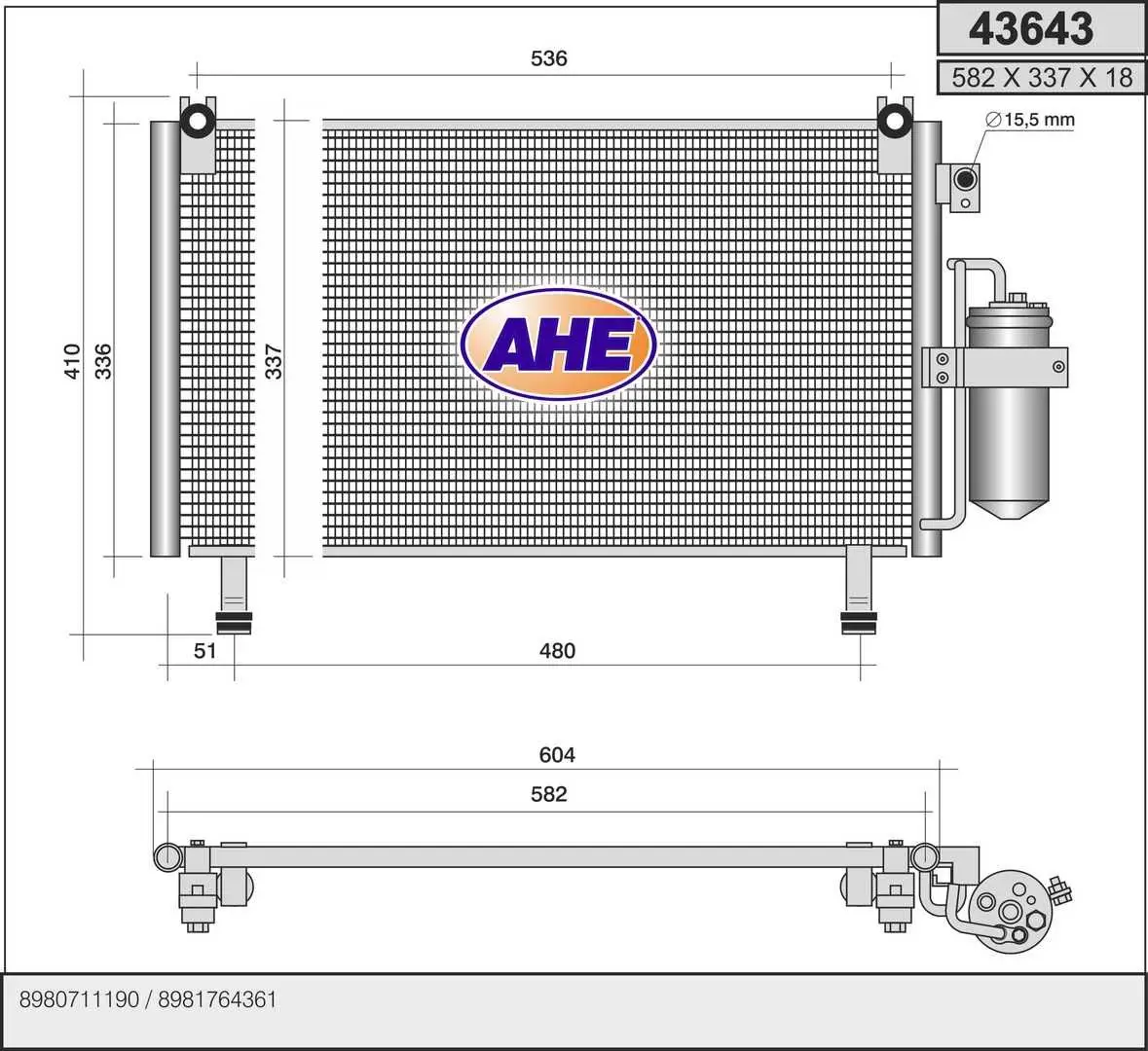 Radiateur climatisation AHE 43643