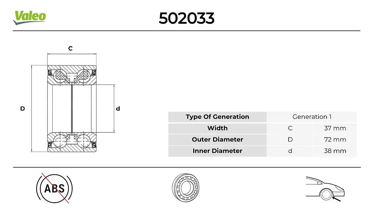 Roulement de roue VALEO 502033