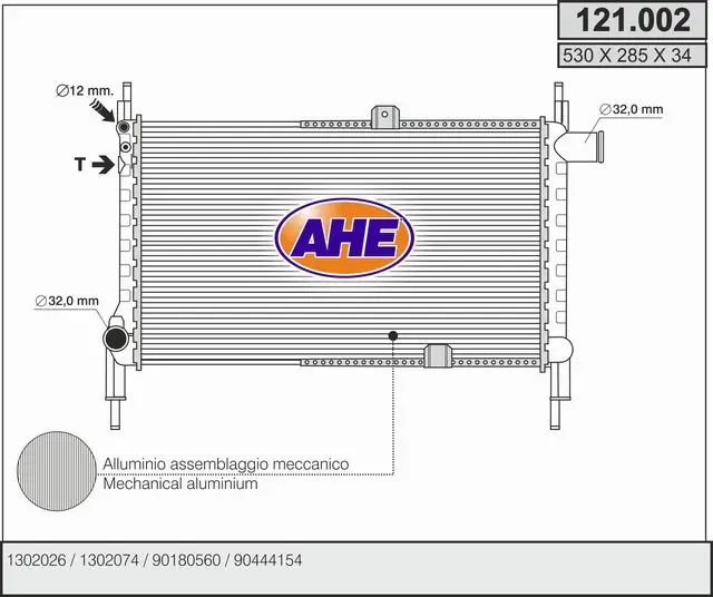 Radiateur, refroidissement du moteur AHE 121.002