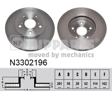 Jeu de 2 Disques de frein NIPPARTS N3302196