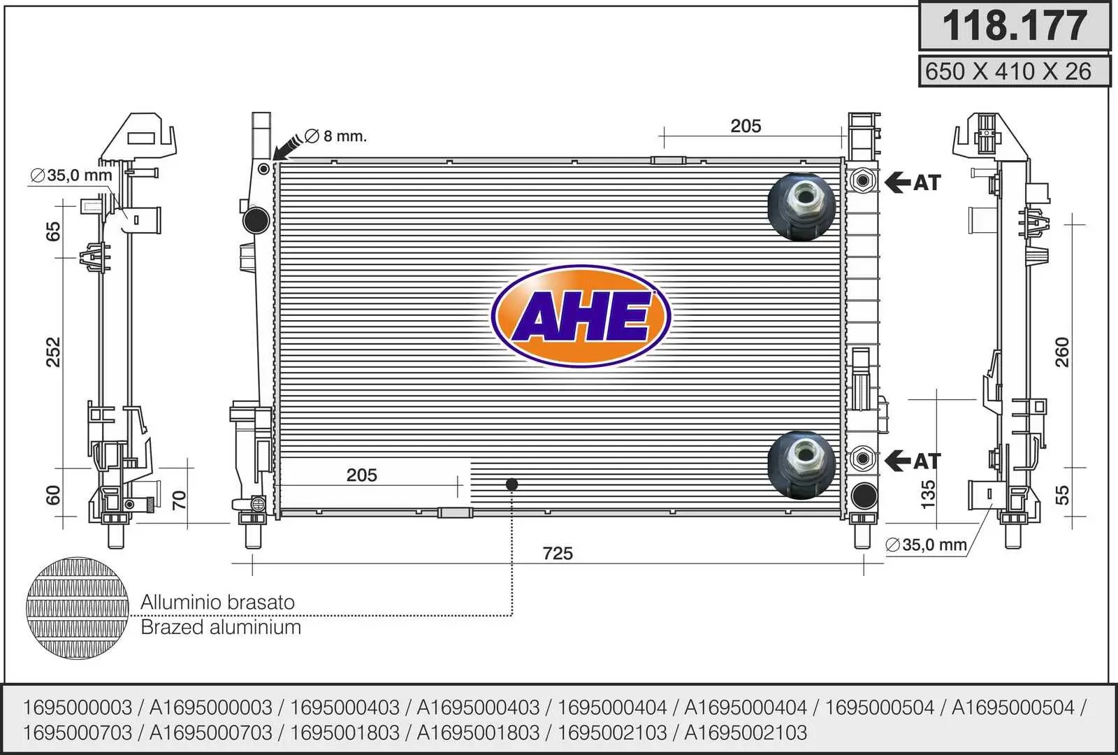 Radiateur, refroidissement du moteur AHE 118.177