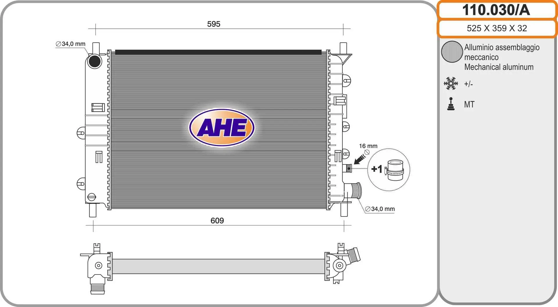 Radiateur, refroidissement du moteur AHE 110.030/A