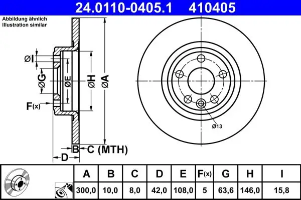 Jeu de 2 Disques de frein ATE 24.0110-0405.1