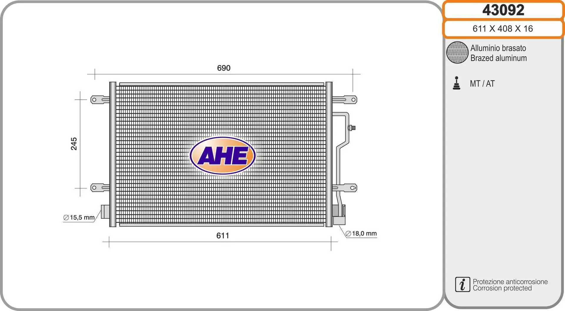 Radiateur climatisation AHE 43092