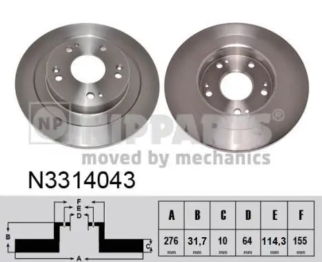 Jeu de 2 Disques de frein NIPPARTS N3314043