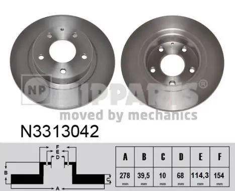 Jeu de 2 Disques de frein NIPPARTS N3313042