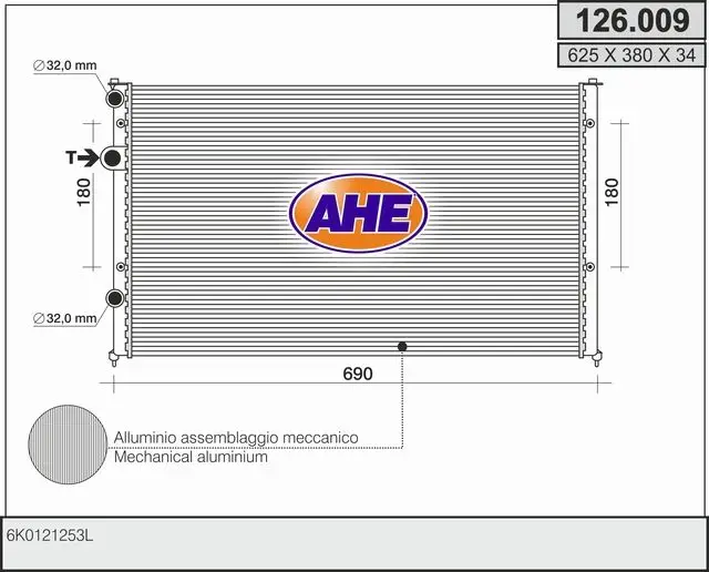 Radiateur, refroidissement du moteur AHE 126.009