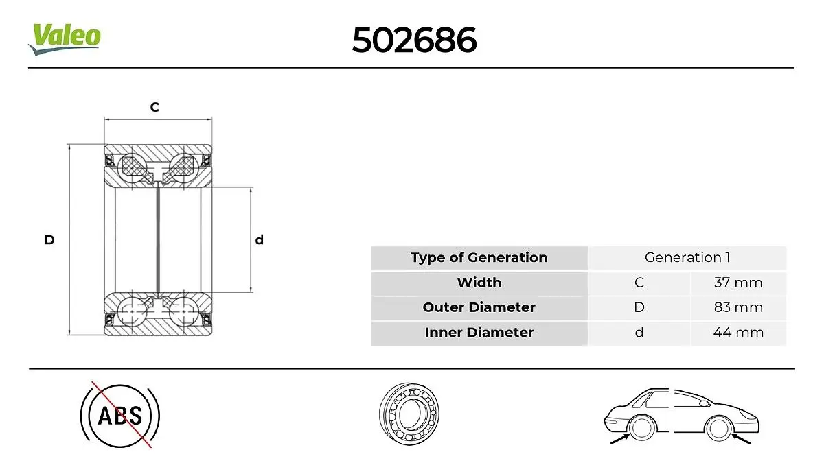 Kit de roulements de roue VALEO 502686