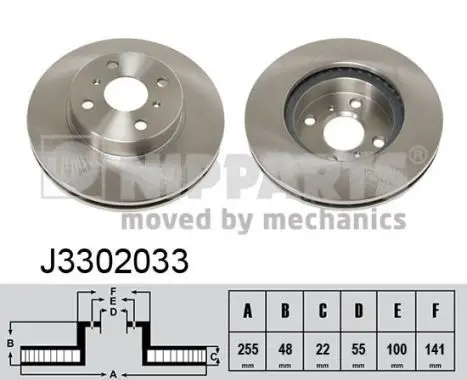 Jeu de 2 Disques de frein NIPPARTS J3302033