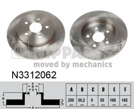 Jeu de 2 Disques de frein NIPPARTS N3312062