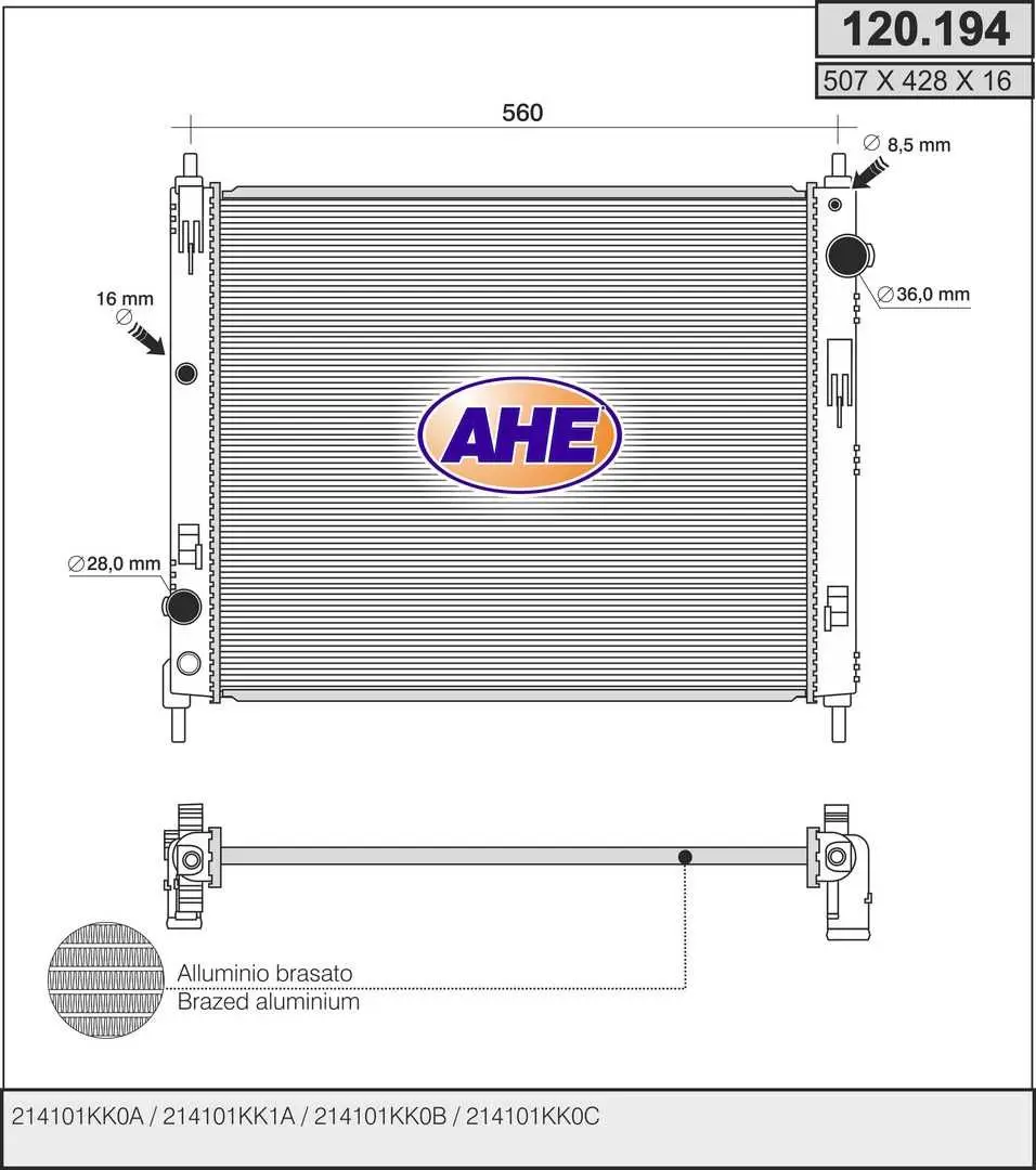Radiateur, refroidissement du moteur AHE 120.194